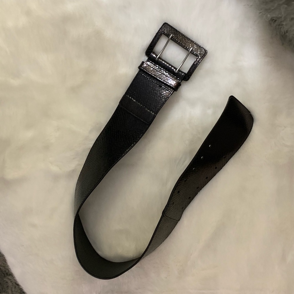 Club Monaco Black Python Wide Belt